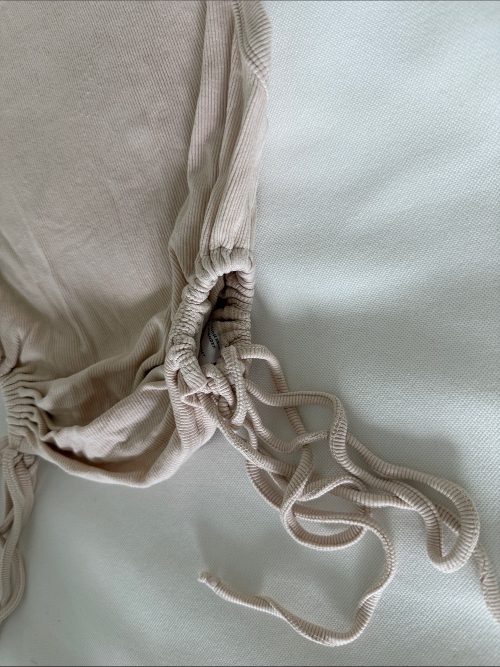 Sleeveless Ruched Drawstring Tank Top - Beige - Picture 3 of 4